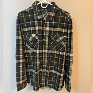 Men's Plaid Button Down Shirt - Black, Cream, and Gold